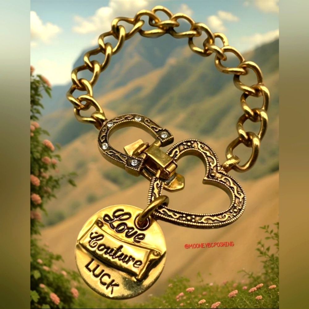 JUICY COUTURE VINTAGE "LADY LUCK" BRACELET -LADY JUICY GOLD TONE CRYSTAL CHARM - Picture 3 of 10